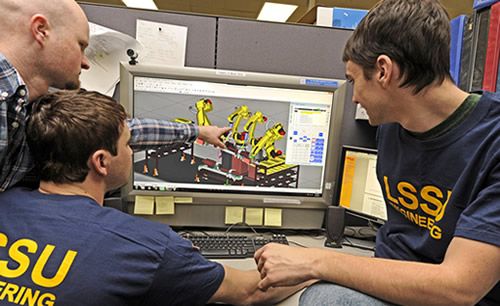 Engineering Students on the computer